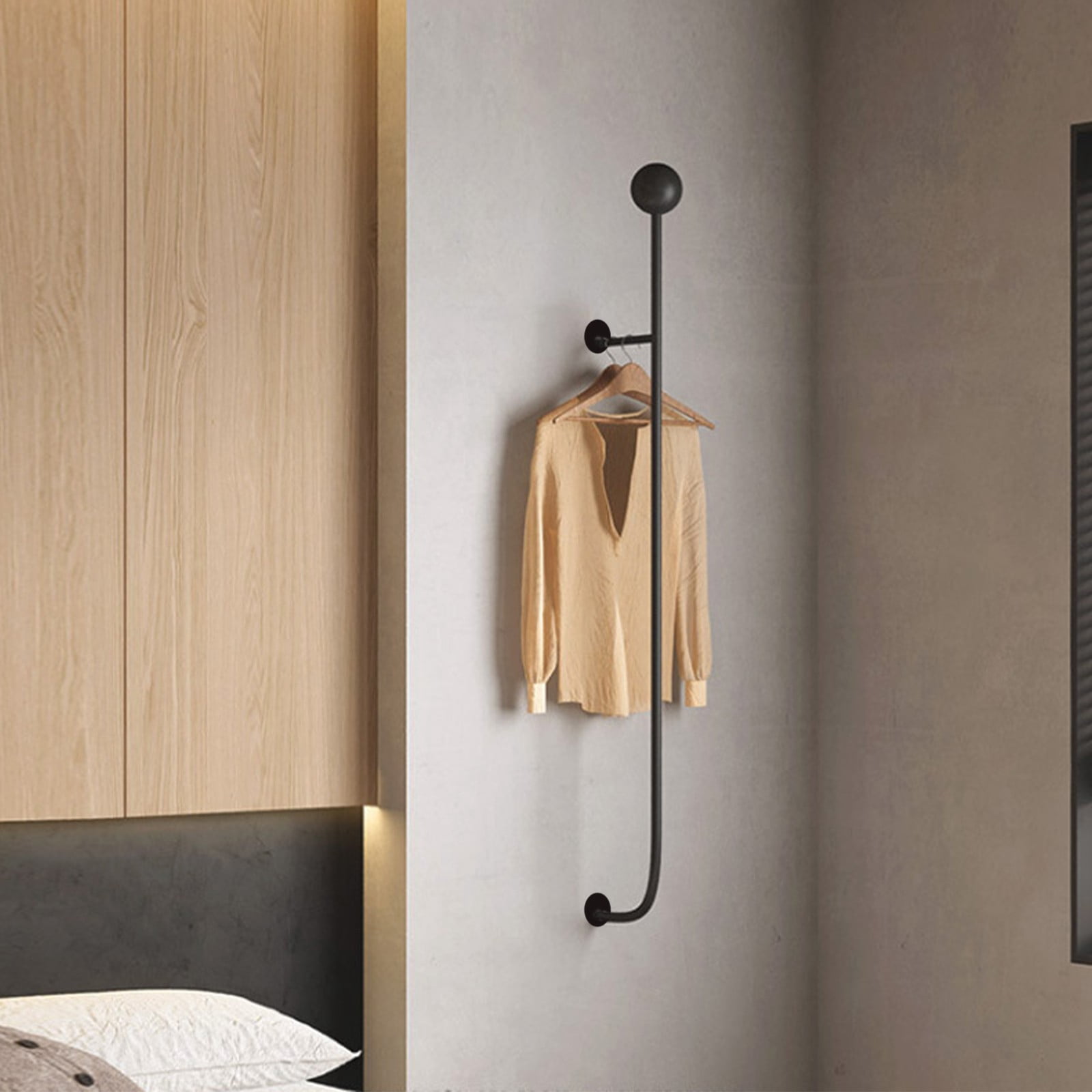 Wall-mounted Clothing Rack Industrial Style Clothing Rack for Bedrooms ...
