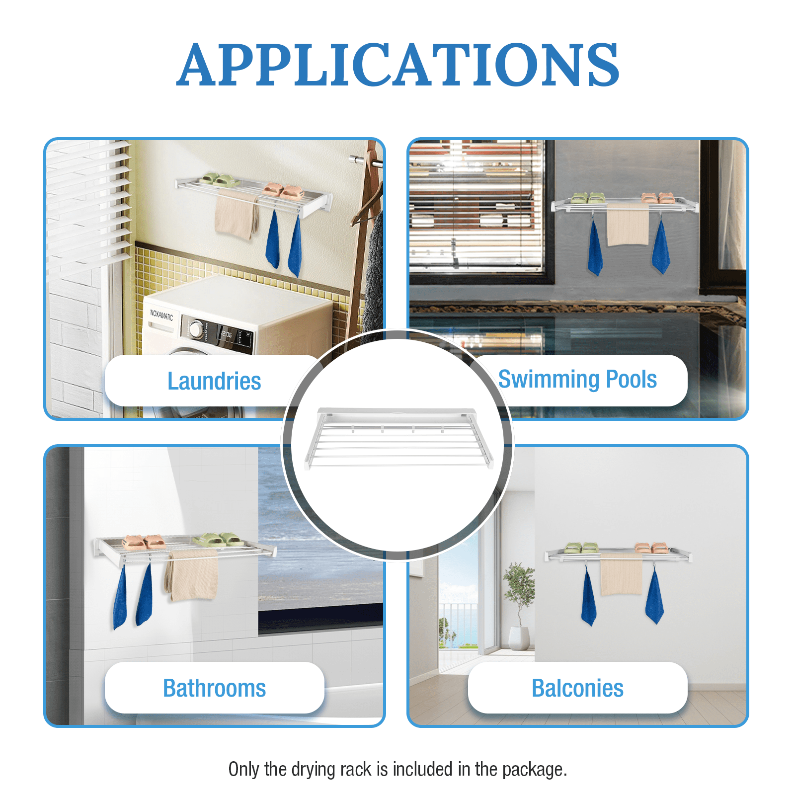 Wallmounted Collapsible Clothes Drying Rack for Laundry Room Bathroom