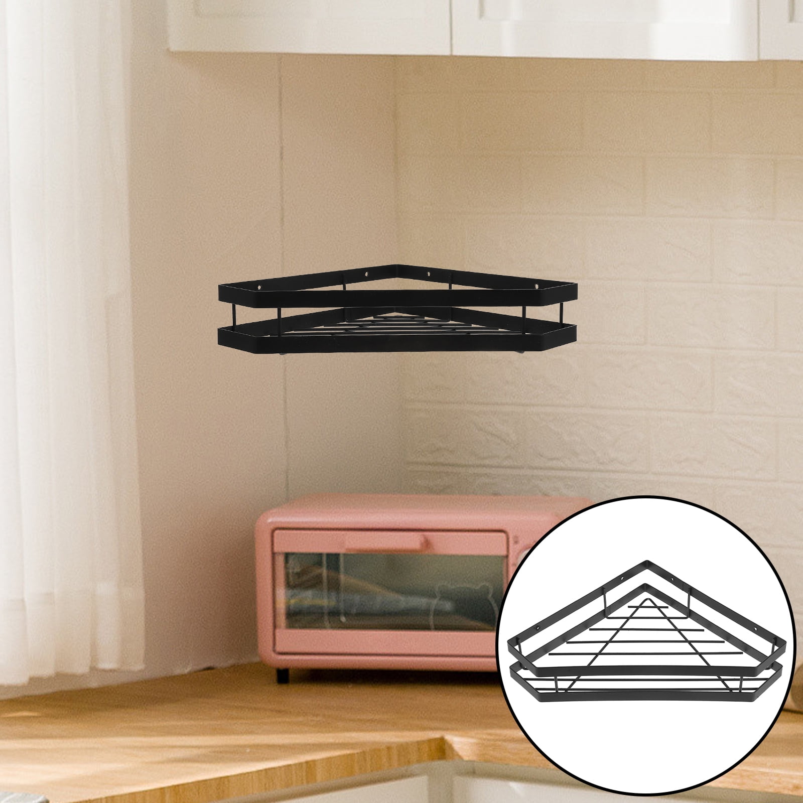 Black Metal Wall-Mounted Kitchen Storage Rack for Seasoning Jars ...