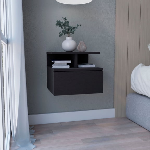 Wall-mounted Floating Nightstand / Convenient Storage for Bedroom Essentials
