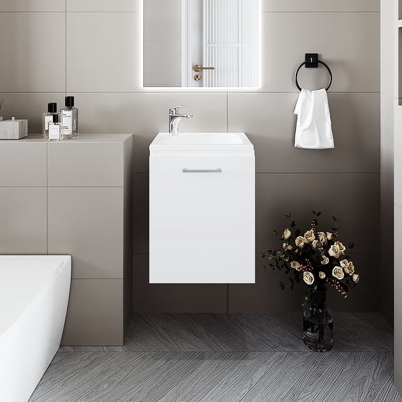 Wall-mounted Floating Vanity | Scratch-resistant & Storage | Small Bathroom Decor