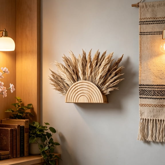 Wall-mounted Hanging Planter Semi-Circular Flower Pot Wooden Rainbow Wall Vase Mail Organizer Spring Floral Basket Garden Flower Holder for Living Room Bedroom Entryway Balcony Fence