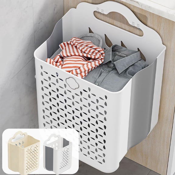 Wall-mounted Laundry Basket Hamper,15x10.5x7.5" Space Saving Foldable Storage Container With Handle,Foldable Storage Dirty Washer Organizer Bin,Detachable Hanging Organizer for Home,Dorms,RVs