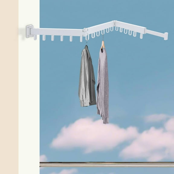 Tri-Fold Hanger Clothes Drying Rack Retractable Drying Rack Bearing 50kg White