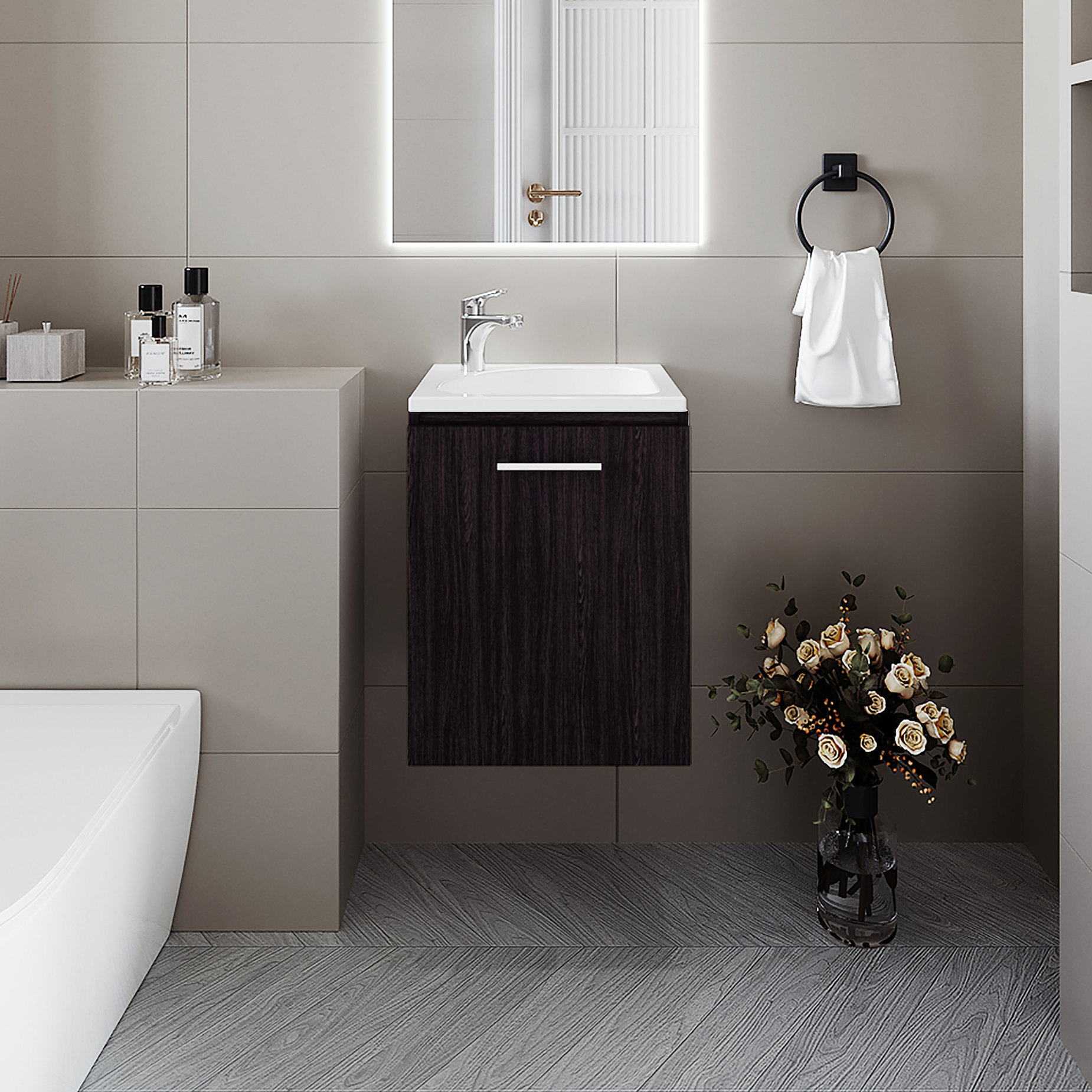 Wall-mounted Modern Bathroom Vanity | Space-saving in Bathroom, Hidden ...