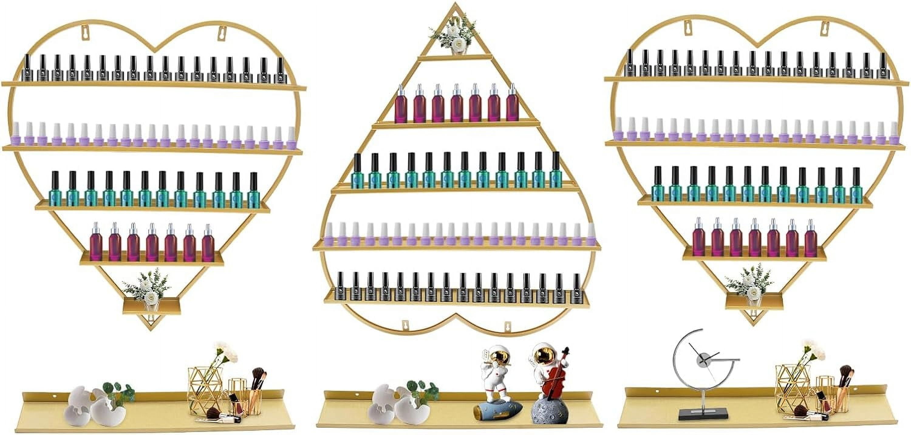 Wall-mounted Nail Polish Storage Racks, 5 Tiers Gold Display Rack, 6PCS ...