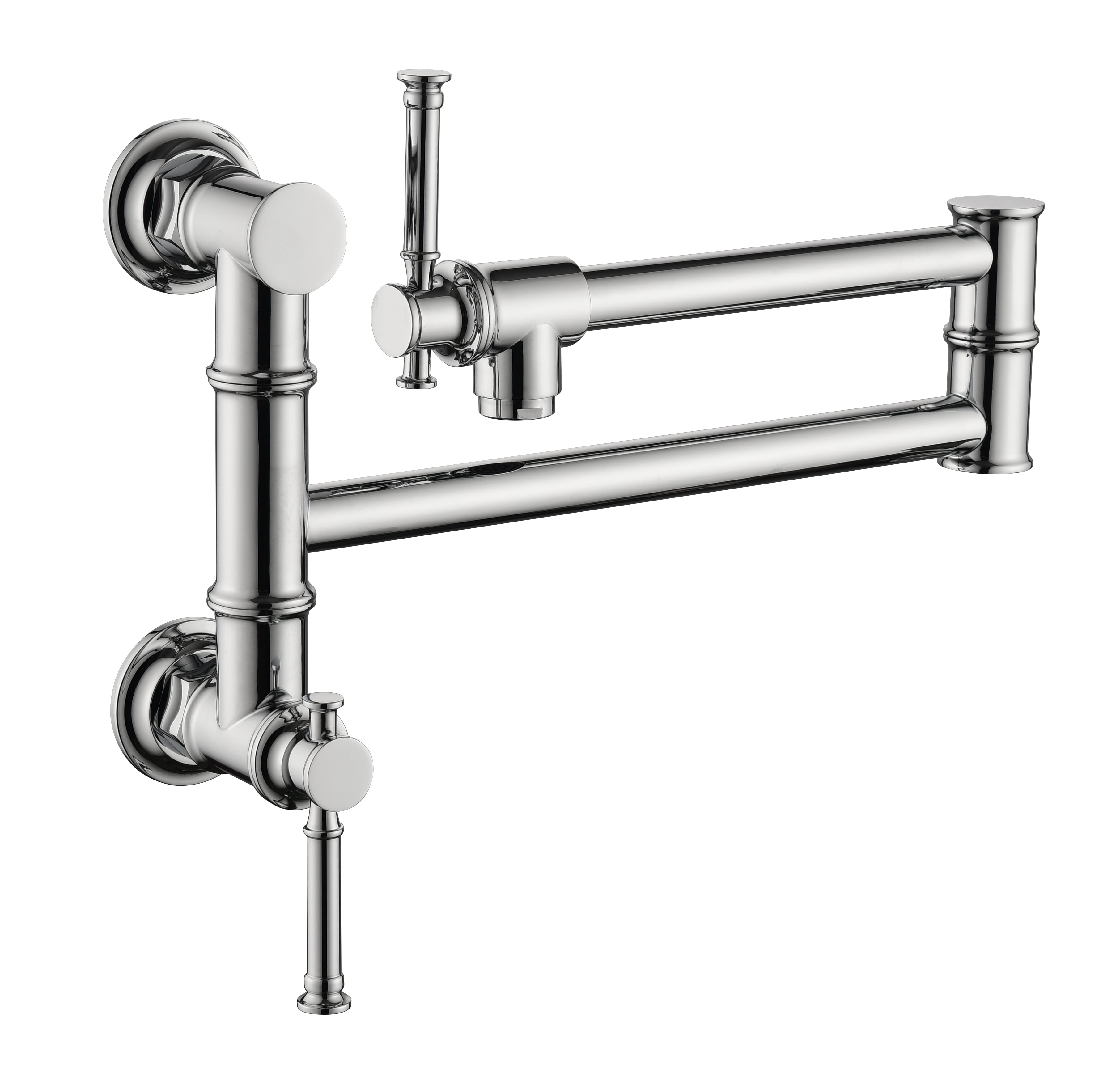 Wall mounted Pot Filler Faucet, Modern Brass Pot Filler Two-Attachment Wall Mount Folding Kitchen Pot Filler Swing Arm