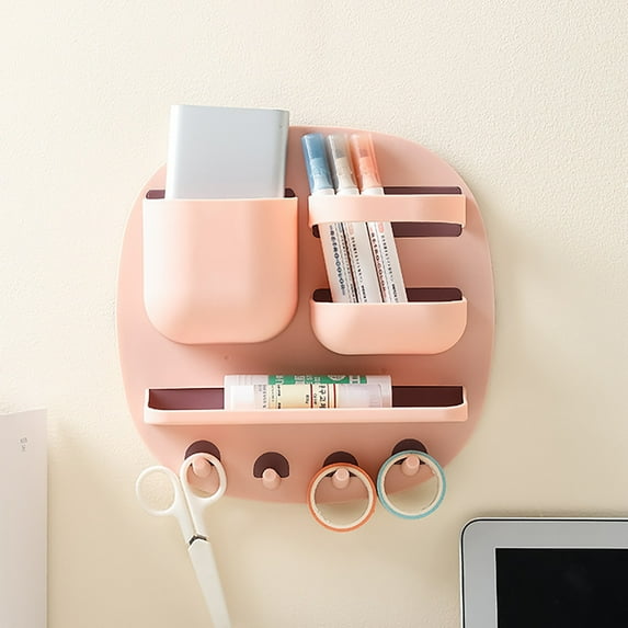 Wall-mounted Self-adhesive Side Storage Box - Multi-functional Remote Control & Pen Holder Organizer, Ideal for Office & Bedroom, Versatile Space-saving Bathroom Rack Solution Marked Down