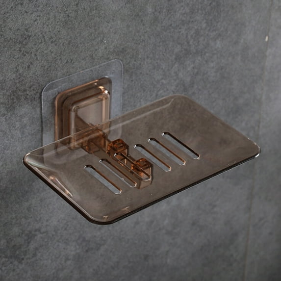 Wall-mounted Soap Box Drain Bathroom Shelf Storage Holder Soap Dish Kitchen Rack Pendant Chocolate