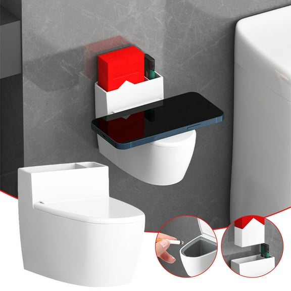 Wall-mounted Toilet Ashtray Of Punching Bathroom Ashtray With Cover, Toilet Type Design / Beautiful And, Windproof And No Ashtray, Wall-mounted