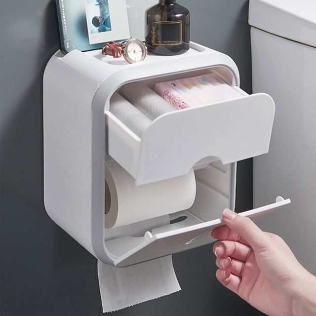 Wall-mounted Toilet Paper Holder Bathroom Tissue Box Storage Rack Punch Paper Box Organizer for Bathroom Space Saving and Easy Access Home Organization Solution