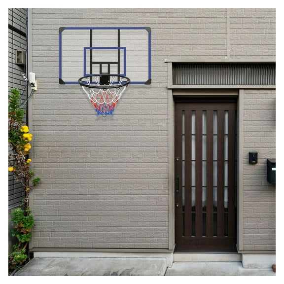 Wall-mounted basketball hoop, 45 x 29 inches shatterproof back, folding hoop, durable hoop and all-weather mesh for indoor and outdoor use