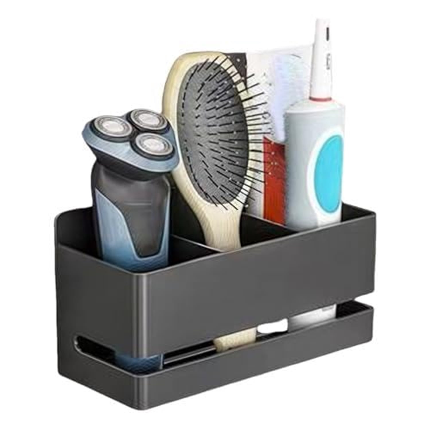 Rack Razor Alabama Wall-mounted bathroom storage rack, Gunmetal Gray, Tiered compartments ...