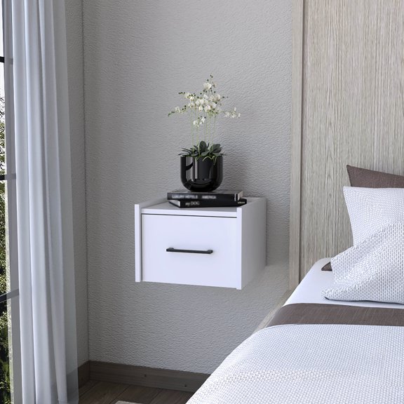 Wall-mounted bedside nightstand with one drawer / Ideal for creating a tidy bedroom