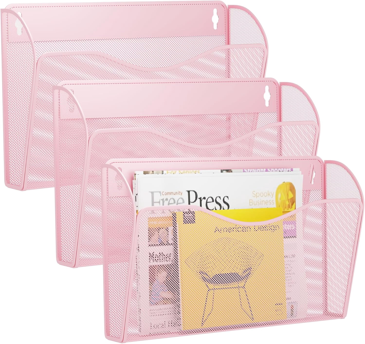 Wall mounted file rack, mesh hanging folder paper organizer, vertical ...