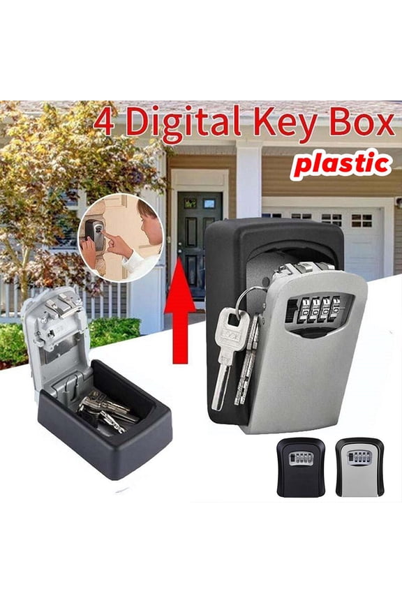 Wall mounted outdoor key safe with combination lock, weather resistant key storage box for home and car keys, easy to install
