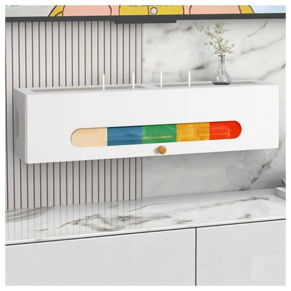 Wall-mounted router storage box, cable hiding box, wall-mounted shelves, media storage cabinet for home and office
