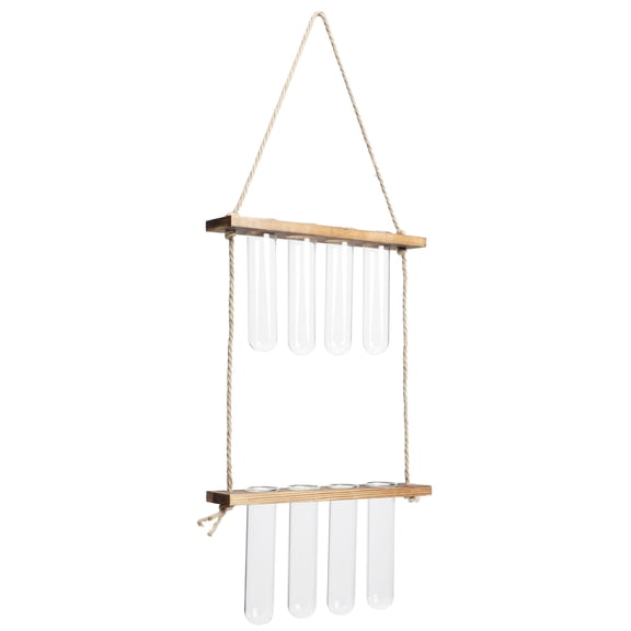 TABLZONE Wall Mounted Test Tube Vase Hydroponic Tube Plant Vase Wood 1 Set