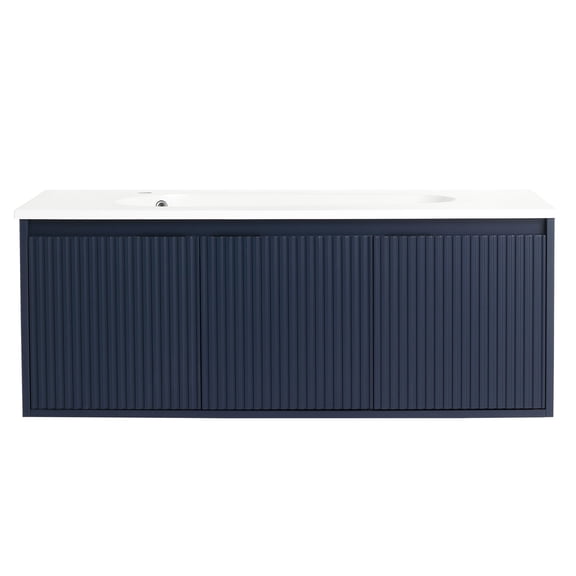 Wall - mounting bathroom vanity with hidden handles and soft - close function - Fits small bathrooms, brings tranquility