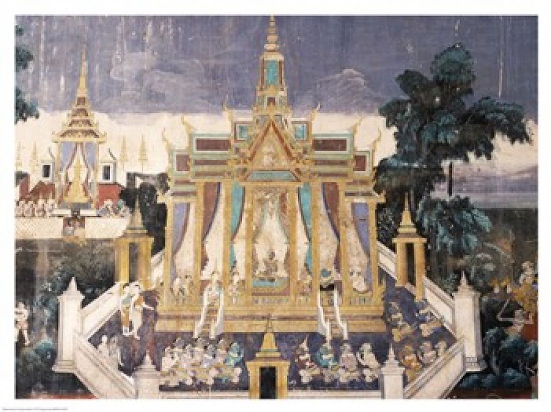 Wall mural depicting the Ramayana story Royal Pavilion Canvas Art - (24 x 18)