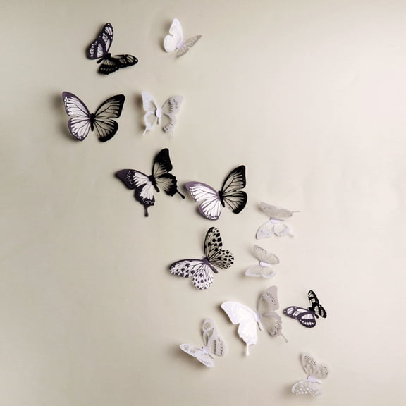 WallSticker 18Pcs Glowing 3D Butterfly Sticker, Home Decoration PVC Art Wall Decal, Mural For Bedroom Living Room, Luminescent Floral Accent For Ceiling