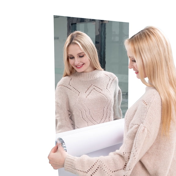 Wall paper Flexible Reflective Mirror Sheets Self-Adhesive PET Mirror Tiles Non-Glass Mirror Stickers for Home Decoration Daily Use Living Room Bathroom Countertop