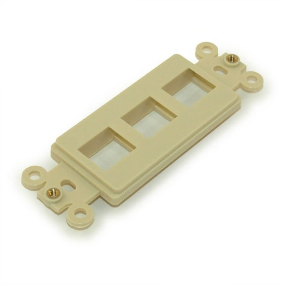 Wall plate: 3 Open Keystone Decora Plate Insert, Ivory