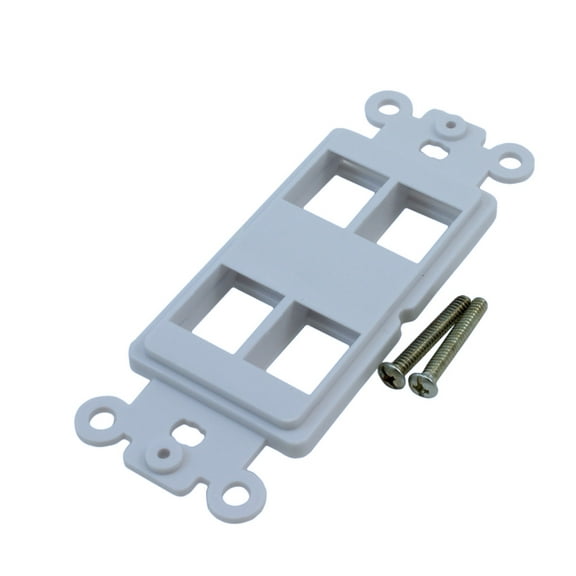 Wall plate: 4 Open Keystone Decora Plate Insert, White