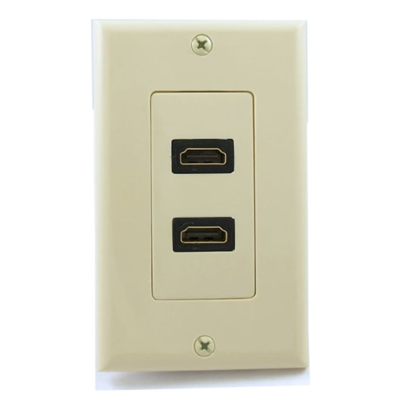 Wall plate: HDMI (Dual) w/4'' Built-in Flexible Extension Cable Ivory
