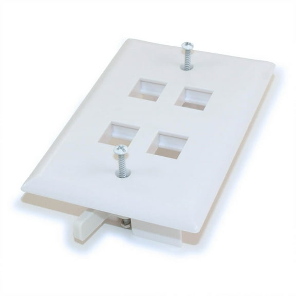Wall plate: Keystone, 4 Hole with Built-in Connector Latches, White