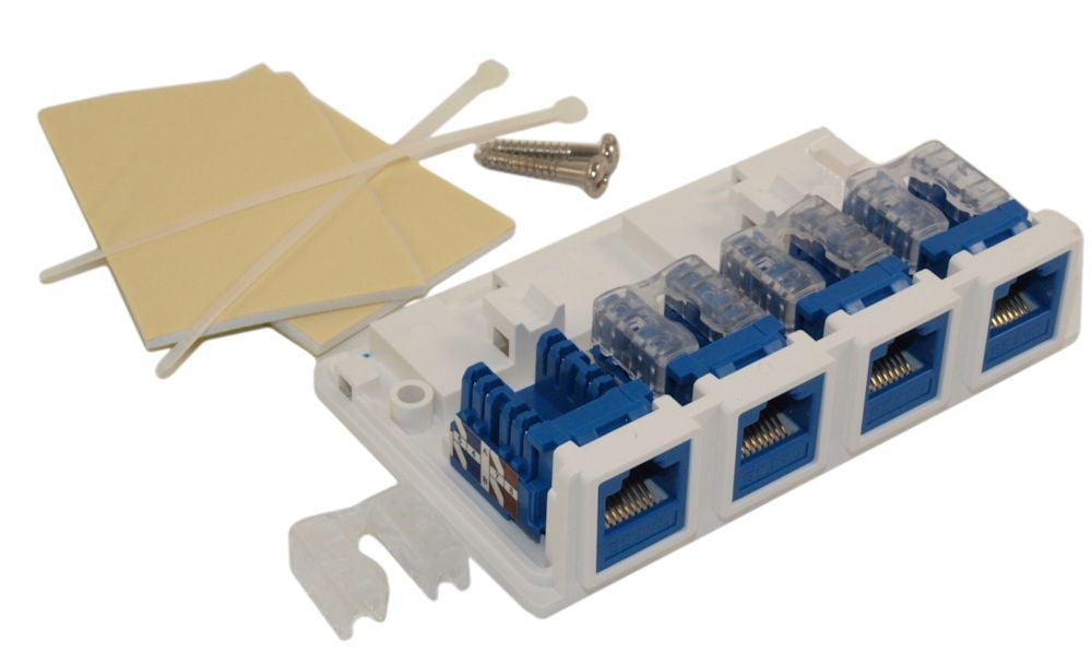 Wall plate: Surface Block (Biscuit Jack) CAT5E RJ45 4 Port, Punch-down ...