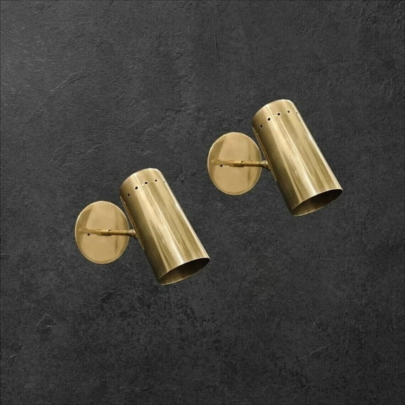 Wall sconce Pair of Raw brass Cylinder wall sconce - Modern - Sputnik light