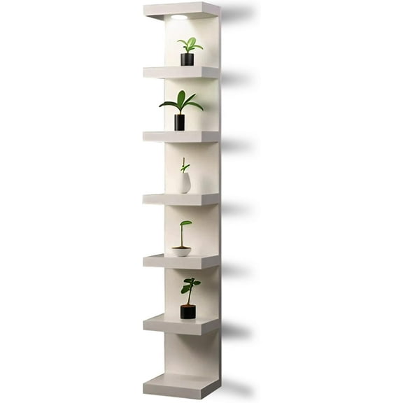 Wall shelf unit, 11 3/4x74 3/4,Use fixing devices suitable for the walls in your home. (White with LED Light)
