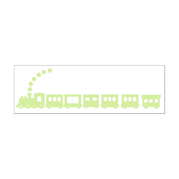 Wall stickers 2 Luminous Small Train Wallpaper Background for Living Room Wall Glow-in-the-Dark Train Theme Sticker, 90 cm, Green