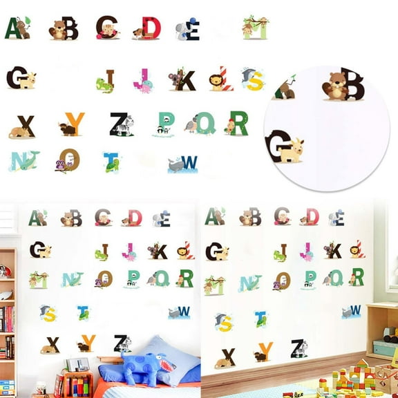 Wall stickers,3Pcs Colourful Animal Alphabet ABC Kids Wall Stickers Wall Decals Peel And Stick Removable Wall Stickers For Kids Nursery Bedroom Living Room Dcor Home Decor
