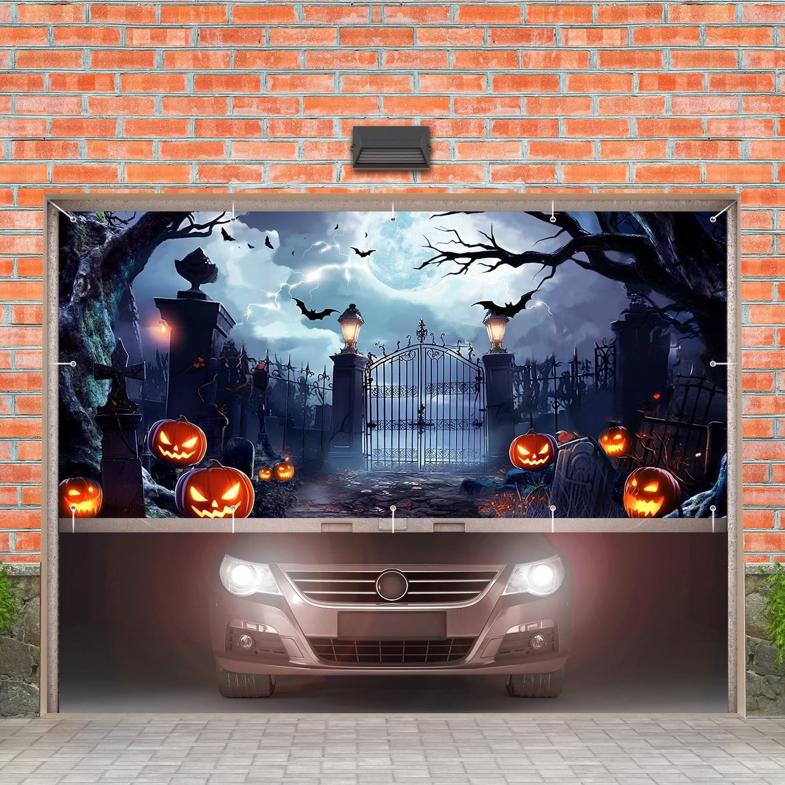 Wall stickers,Halloween Garage Door Banner Background Cloth Banner