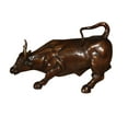 thumbnail image 1 of Wall Street Bull Large Bronze Statue - Premium and Sophisticated Decorative Sculpture, Bold & Iconic Charging Bull Art Piece for Home, Office Decor, 12"L x 6"W x 7.5"H, 1 of 12