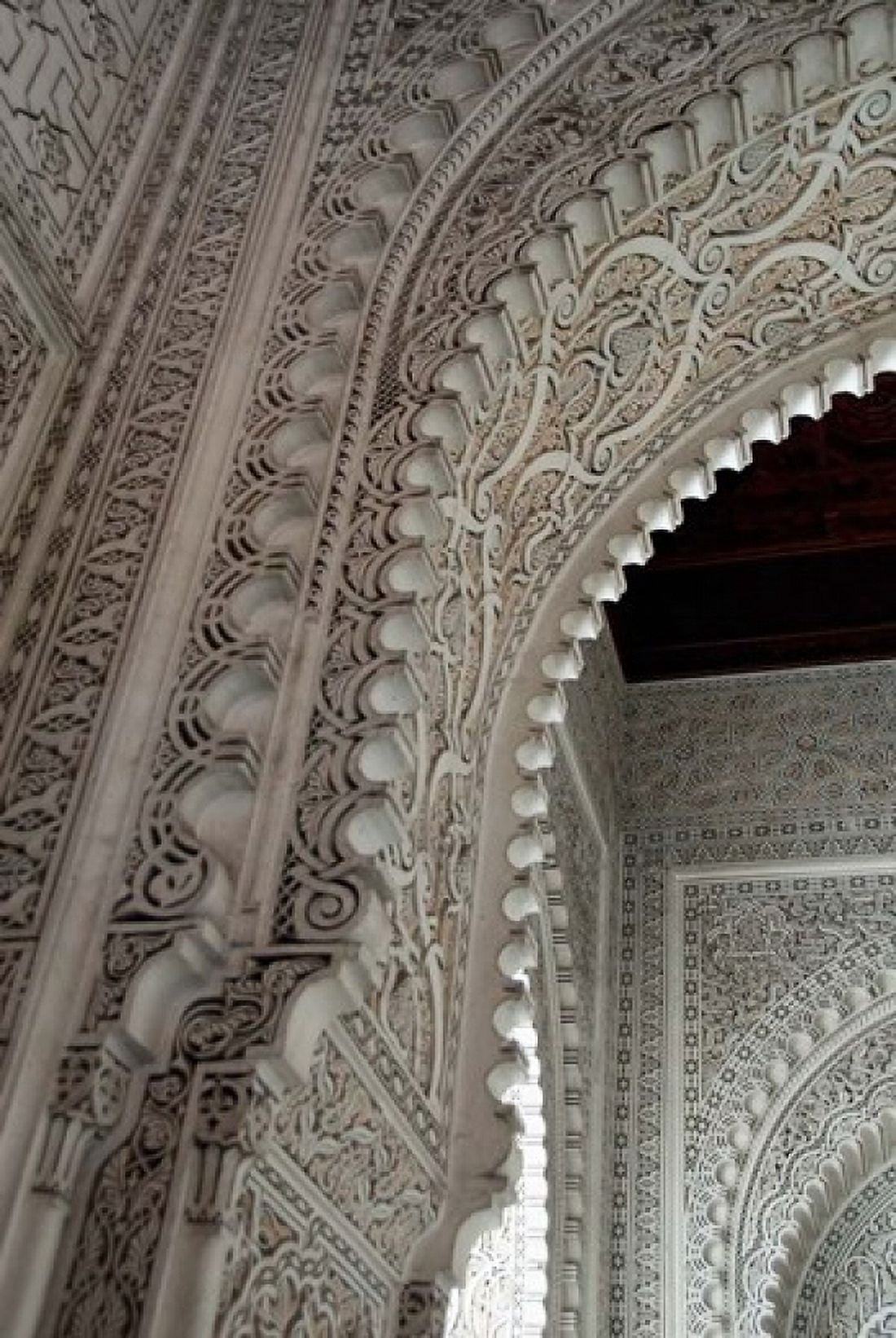 Wall tiles and carvings on Islamic law courts Morocco Canvas Art - Cindy Miller Hopkins DanitaDelimont (23 x 34)