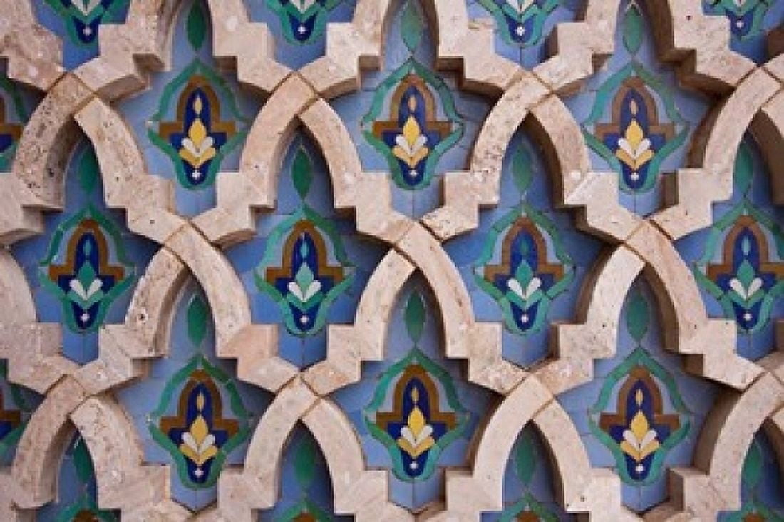 Wall tiles in Al-Hassan II mosque Casablanca Morocco Canvas Art - William Sutton DanitaDelimont (17 x 11)