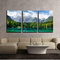 Wall26 3 Piece Canvas Wall Art - Beautiful Landscape with Turquoise Lake, Forest and Mountains - Modern Home Decor Stretched and Framed Ready to Hang - 24"x36"x3 Panels