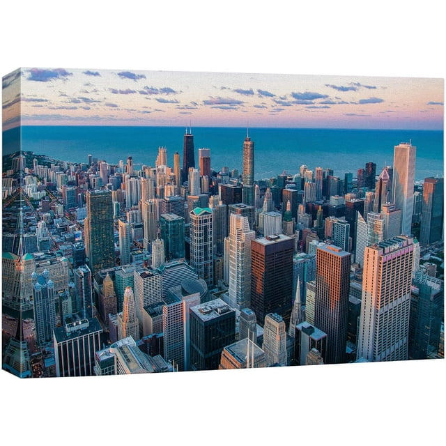 Wall26 Canvas Print Wall Art Aerial View Pastel Sky NYC Cityscape Print