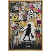 Wall26 Canvas Print Wall Art Banksy Style Little Kid Graffiti & Street Art Urban Architecture Cityscape Grunge Dark Illustrations 80th Century Pictorial Art Decorative Abstract - 16"x24" Natural