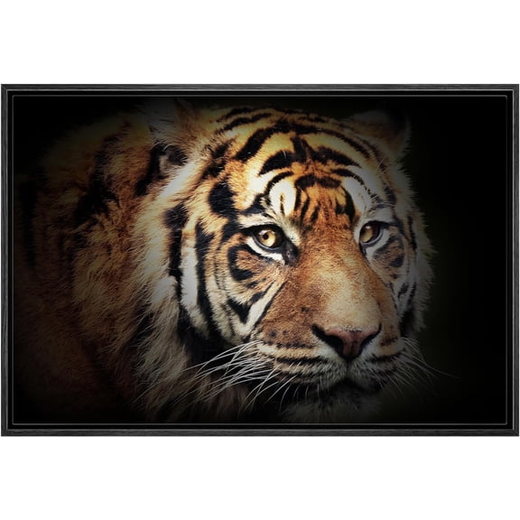 Wall26 Canvas Print Wall Art Bengal Tiger Portrait Nature Wilderness Animals Photography Realism Modern Framed Art Decora Multicolor Rustic Artwork for Bedroom - 24"x36" Black