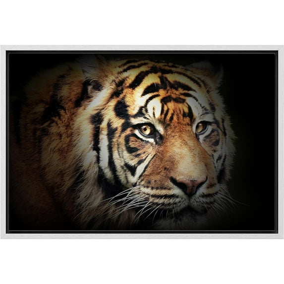 Wall26 Canvas Print Wall Art Bengal Tiger Portrait Nature Wilderness Animals Photography Realism Modern Framed Art Decora Multicolor Rustic Artwork for Bedroom - 16"x24" White