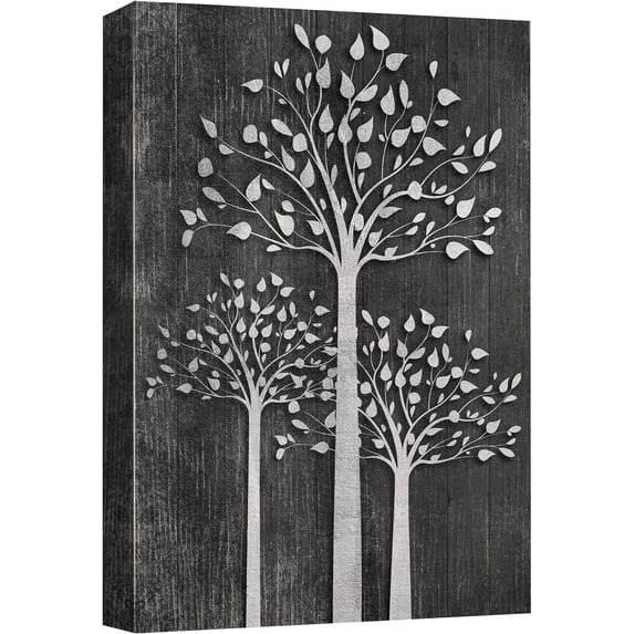 Wall26 Canvas Print Wall Art Black & White Forest Tree Print Silhouette Nordic Fairytale Artwork Nature Wilderness Illustrations Modern Art Decorative Floral Botanical Wall Decor - 12"x18"