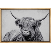 Wall26 Canvas Print Wall Art Black & White Shetland Cow Portrait Nature Wilderness Animals Photography Realism Modern Framed Art Decora Multicolor Rustic Artwork for Bedroom - 24"x36" Natural
