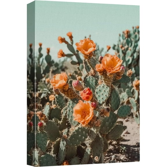 Wall26 Canvas Print Wall Art Blooming Saguaro Cactus Art Decor Nature Wilderness Photography Art Realism Floral Botanical Southwest Rustic Countryside Desert Landscape for Living Room - 12"x18"