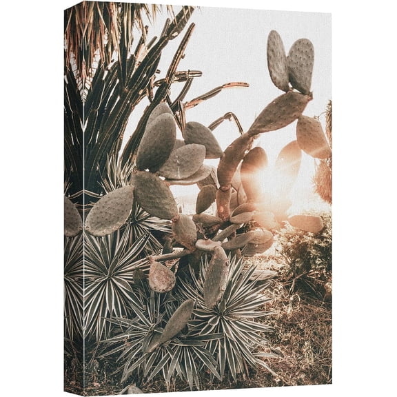 Wall26 Canvas Print Wall Art Cactus Wildflower Brush Print Nature Wilderness Photography Home Decor Realism Floral Botanical Southwest Rustic Countryside Desert Landscape for Living Room - 12"x18"
