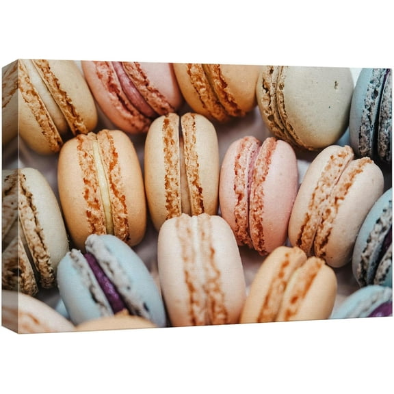 Wall26 Canvas Print Wall Art French Macaron Dessert Pattern Print Kitchen & Cooking Food Wall Decor Colorful Photography Art Modern Realism Decorative Unframed for Living Room - 12"x18"