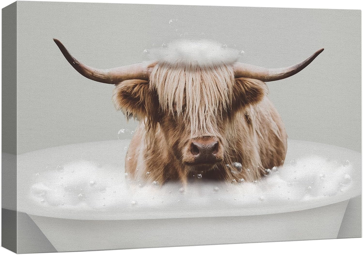 Wall26 Canvas Print Wall Art Funny Bathroom Decor Shetland Cow Nature